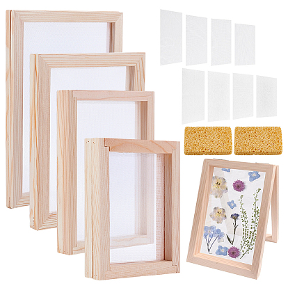 Изготовление деревянной бумаги, рама для формования бумаги, с полиэстеровой и нетканой сетчатой тканью и губчатой чистящей подушечкой.