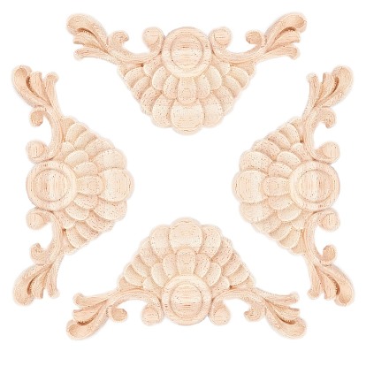 Резная накладка из натурального дерева, неокрашенная накладка мебель украшения дома, цветок