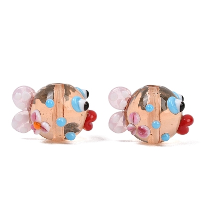 Handmade Bumpy Lampwork Beads, Puffer with Dot