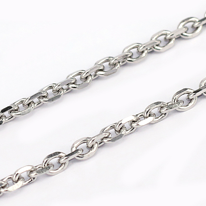 304 Stainless Steel Cable Chains, Diamond Cut Chains, Unwelded, Faceted, Oval
