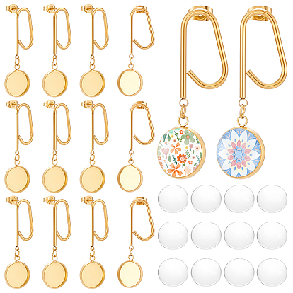 DIY Earring Making Kits, including Flat Round 304 Stainless Steel Stud Earring Findings and Glass Cabochons