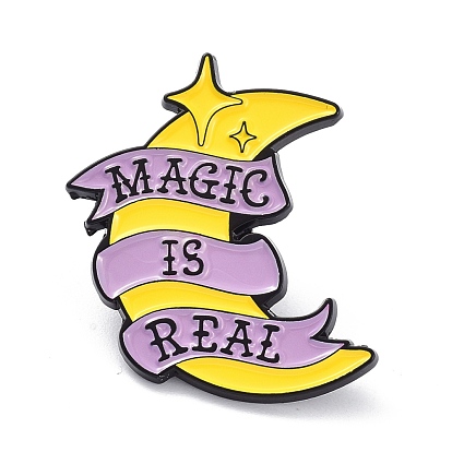 Alloy Enamel Brooches, Enamel Pin, Moon with Magic is Real