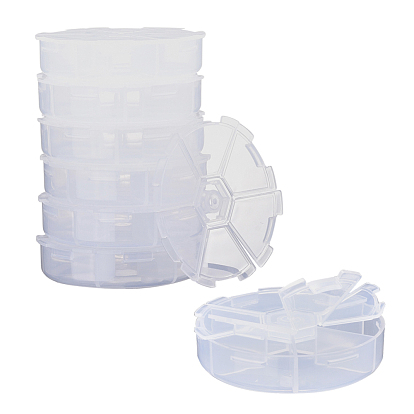 China Factory Plastic Bead Containers, Flip Top Bead Storage, 6  Compartments, Flat Round 8x1.8cm in bulk online 