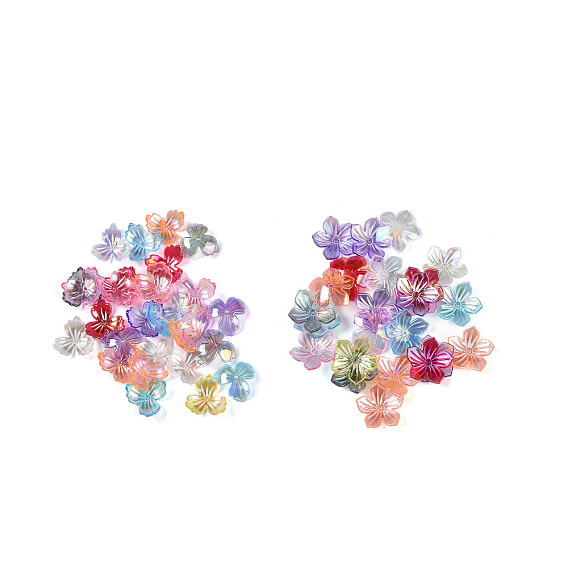 Колпачок из акриловых бусин с УФ-покрытием, радужный, цветок / лист