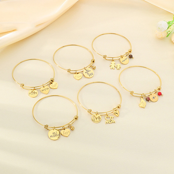 День матери 304 браслеты из нержавеющей стали с подвесками для женщин