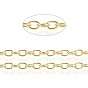Brass Cable Chains, Soldered, with Spool, Flat Oval, Long-Lasting Plated