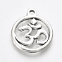Сплавочные подвески тибетского стиля, плоские круглые с Ом, без свинца и без кадмия