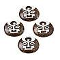 Vintage Glazed Tribal Face Porcelain Big Pendants, Flat Round