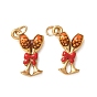 304 Stainless Steel Charms, with Enamel, High-Heel Cup with Bowknot Charms, Ion Plating(IP), Colorful