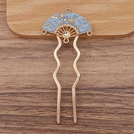 Ancient Style Alloy with Iron Hair Fork Findings, for DIY Jewelry Accessorie, Enamel Fan