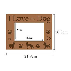 Rectangle with Dog & Word Wooden Photo Frames, with PVC Clear Film Windows, for Pictures Wall Decor Accessories