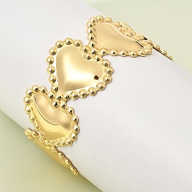 Браслеты-манжеты в форме сердца из латуни для женщин, стойки покрытие, долговечный, без свинца и без кадмия