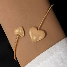 Minimalist Double Heart C-shaped Bracelet for Women - Fashionable and Chic Open Circle Bangle