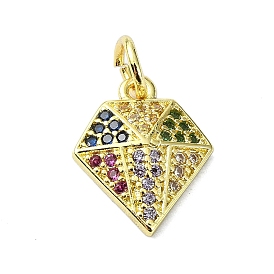 Brass Micro Pave Colorful Cubic Zirconia Pendants, Diamond