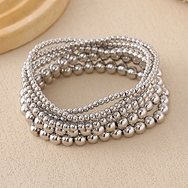 6шт 6 стили латунные круглые бусины эластичные браслеты для женщин