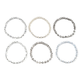 6Шт. круглых стеклянных и бусин CCB для женщин, граненые