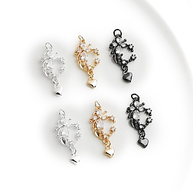 Латунные микро проложить кубического циркония подвески, для ювелирных украшений своими руками, цветок с сердцем