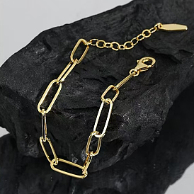 925 bracelets chaîne trombone en argent sterling pour femmes