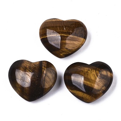 Natural Tiger Eye Heart Love Stone, Pocket Palm Stone for Reiki Balancing