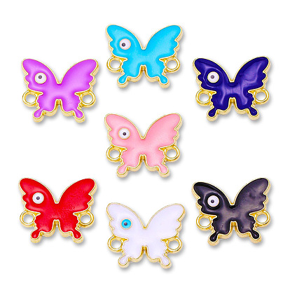 Alloy Enamel Evil Eye Connector Charms, Butterfly Links, Golden