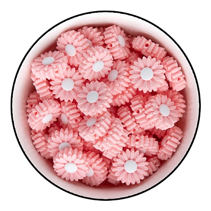 Flower Food Grade Eco-Friendly Silicone Focal Beads, Silicone Teething Beads