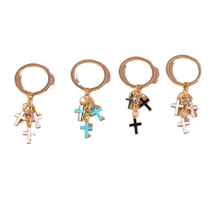 Alloy and Enamel Keychain, Cross
