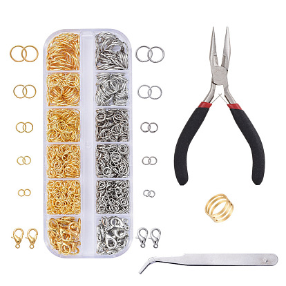 Сделай сам комплект украшений, с кольца прыжок железа, Карабин-лобстер из цинкового сплава, нержавеющей стали пинцет бисером, плоскогубцы из углеродистой стали и латунный помощник