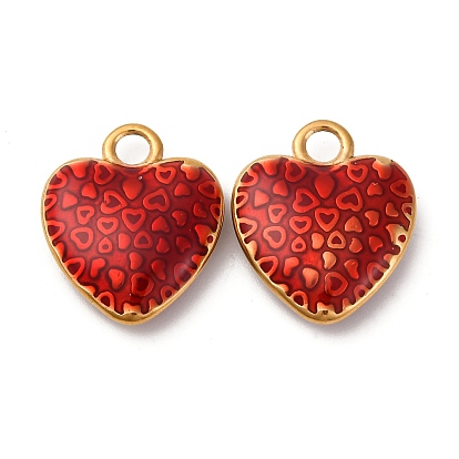 304 нержавеющей стальной эмали подвески, шарма сердца, золотые
