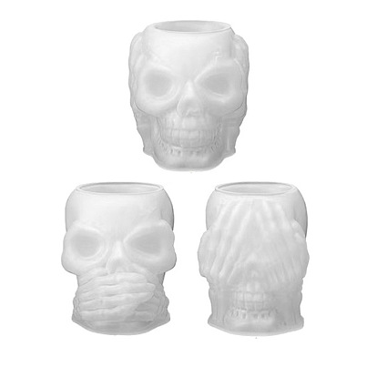 No Speaking Hearing Watching Halloween Skull DIY Vase Silicone Molds, Resin Casting Molds