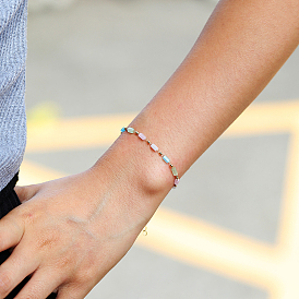 Богемный стиль 201 браслеты из шариковой цепи из нержавеющей стали для женщин, с колонными стеклянными бусинами