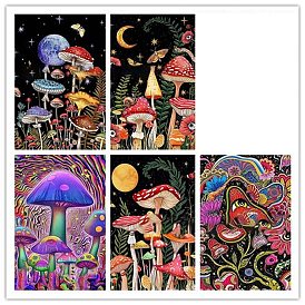 DIY Aesthetic Fantasy Mushroom Pattern Diamond Painting Kits, including Acrylic Rhinestones, Dotting Pen, Glue Clay, Tray Plate