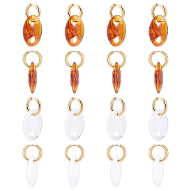 UNICRAFTALE 8 Pairs 2 Colors 304 Stainless Steel Dangle Earrings, with Imitation Gemstone Style Acrylic Linking Rings, Oval, Golden