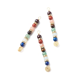 7 большие подвески из медной проволоки из смешанных драгоценных камней с чакрами, драгоценные камни кристалл горный хрусталь круглый шарм