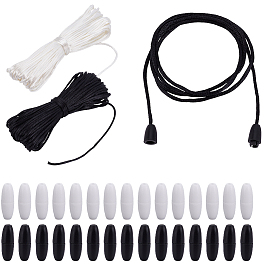2 пучки 2 цвета полиэстер атласный шнур "крысиный хвост", с 40 наборами 2 цветами, пластиковыми быстросъемными застежками, для резиновых силиконовых прорезывающих ожерелий, изготовление ювелирных изделий