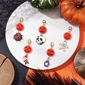 Подвеска-тыква из искусственной бирюзы на Хэллоуин, подвески из сплава эмали и карабинов для украшений сумок