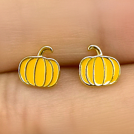 S925 Sterling Silver Pumpkin Stud Earrings, Cute and Delicate Christmas Gift