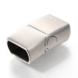 304 Stainless Steel Magnetic Clasps with Glue-in Ends, Curved Rectangle