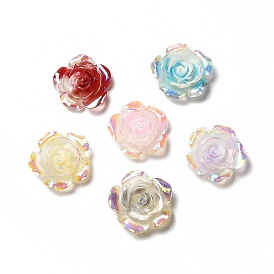 Luminous Resin Cabochons, AB Color, Flower