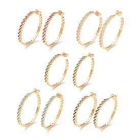 Cubic Zirconia C-shape Stud Earrings, Real 18K Gold Plated Brass Half Hoop Earrings for Women, Cadmium Free & Lead Free