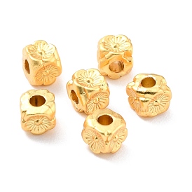 Rack Plating Alloy Beads, Cadmium Free & Lead Free, Long-Lasting Plated, Cube with Flower