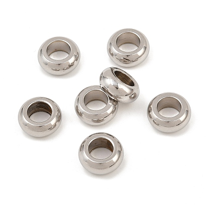 Бусины-рондель из нержавеющей стали с большим отверстием, устойчивые к потускнению