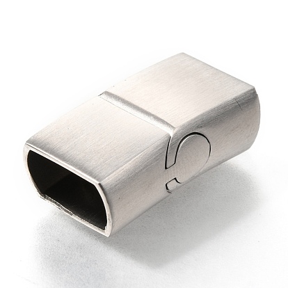 304 Stainless Steel Magnetic Clasps with Glue-in Ends, Curved Rectangle