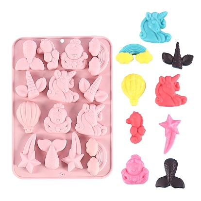 DIY Silicone Unicorn/Rainbow/Meteor Molds, Fondant Molds, Resin Casting Molds, for Chocolate, Candy, UV Resin & Epoxy Resin Craft Making