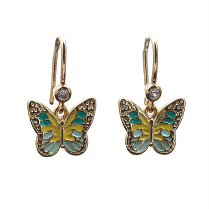 Minimalist Oil Drop Butterfly Earrings with Micro Pave Zirconia Stones for Women