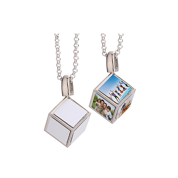 Сублимация пустой алюминиевый кулон ожерелье, Ожерелье с кулоном в виде куба из сплава для мужчин и женщин