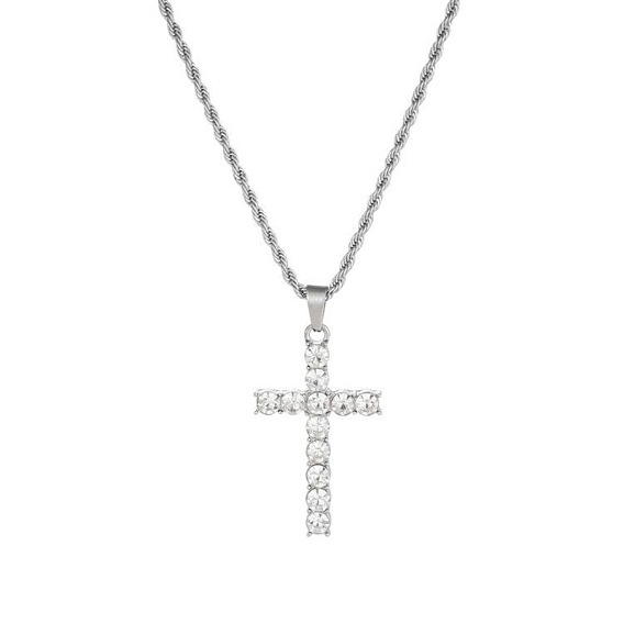 Ожерелья с подвесками в виде креста со стразами, ожерелья из нержавеющей стали для мужчин