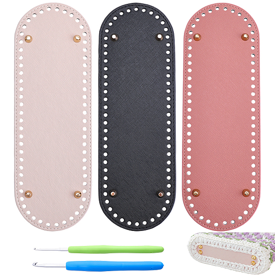 3 шт. 3 цвета овальные искусственная кожа вязание крючком сумки дно, с 2шт 2 стилями алюминиевых крючков для вязания