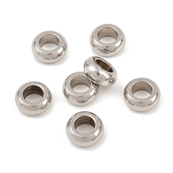 Бусины-рондель из нержавеющей стали с большим отверстием, устойчивые к потускнению