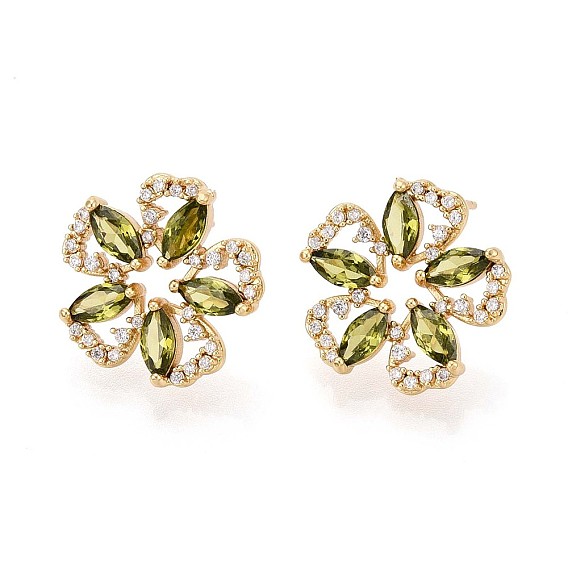 Цветок латуни микро проложить кубического циркония серьги стержня