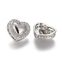 Brass Micro Pave Clear Cubic Zirconia Shank Buttons, Heart